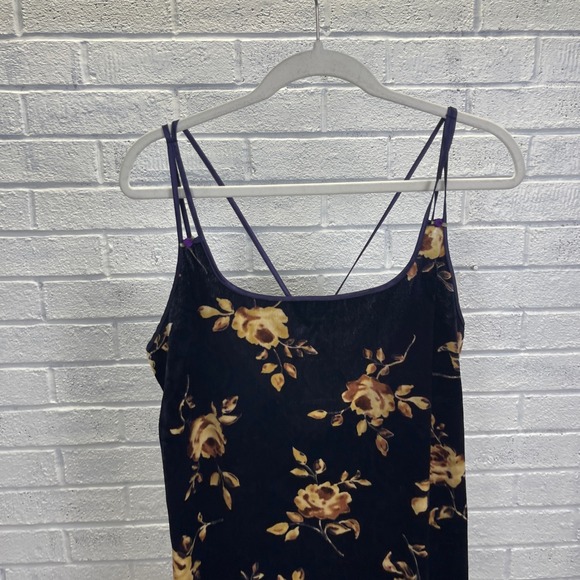 VTG Expressions‎ California Dynasty Velvet Floral Slip Dress Womens Whimsigoth - Picture 3 of 9